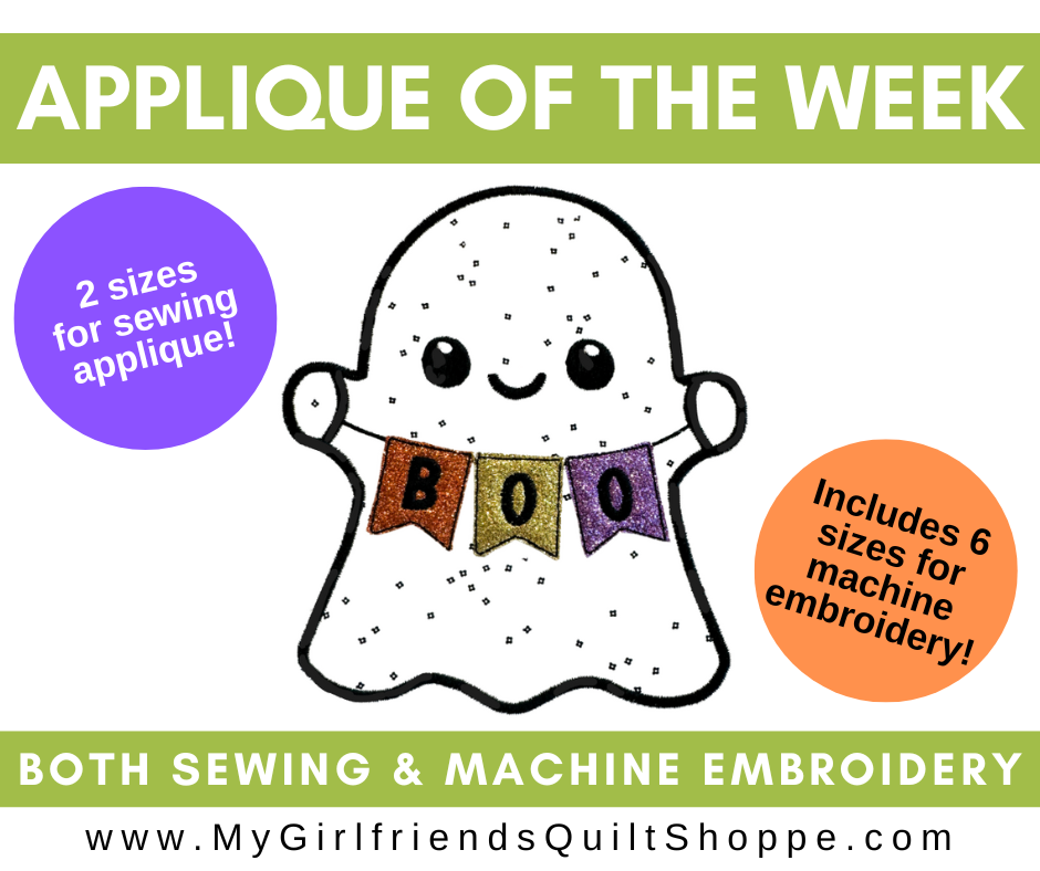 BOO Ghost Applique: Sewing AND Machine Embroidery! (Download)