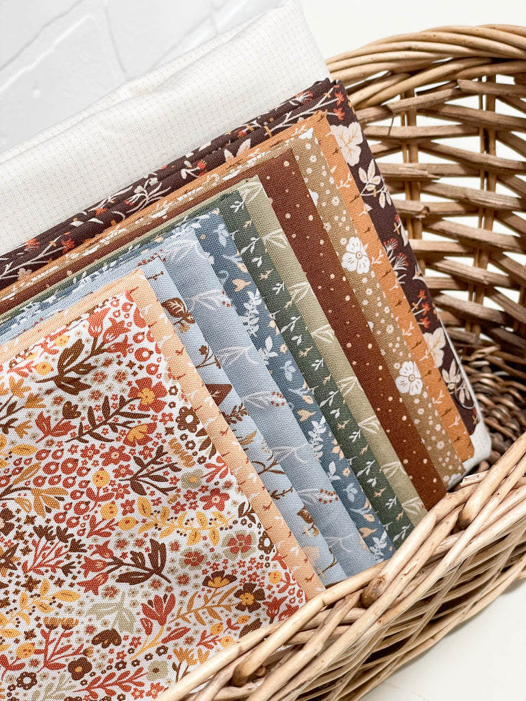 Basketful of blessings quilt kit. Assorted patterned fabrics 