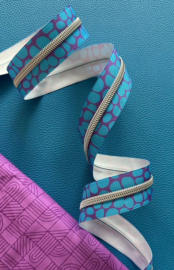 Zipper Tape- Blue Pebble with Nickel