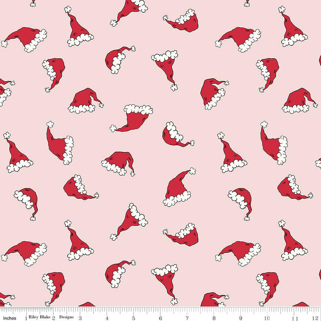 Riley Blake - Christmas With Scaredy Cat Hats, Pink 