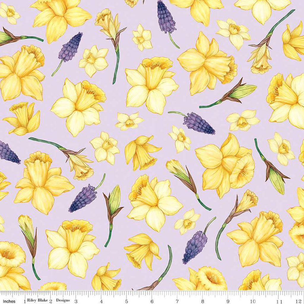 daffodils lavender fabric