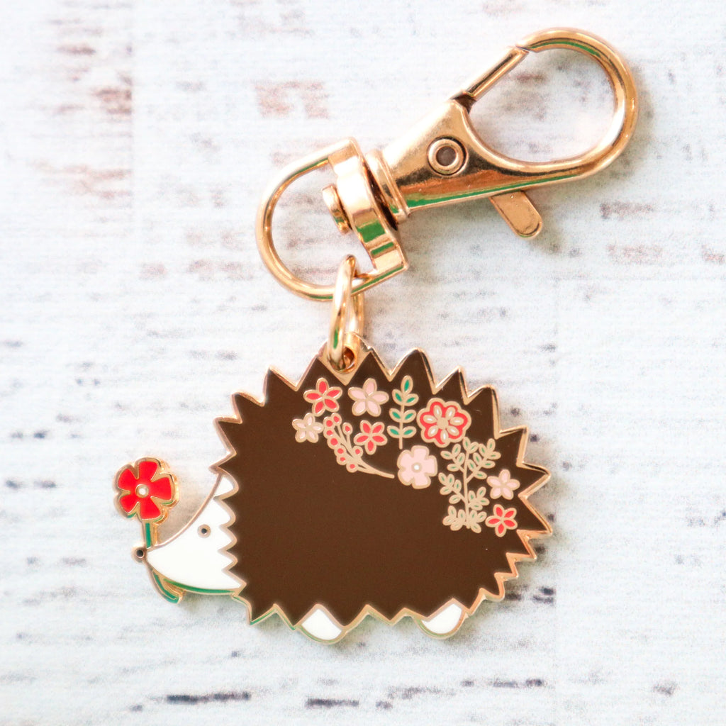 Floral Hedgehog Enamel Charm