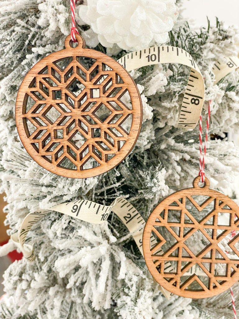 3 Wooden Ornaments: We Quilt you a Merry Christmas 