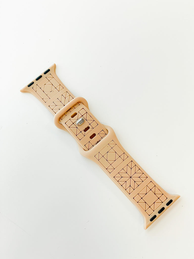 MGQS Small Watch Band - Quilt Block - Peach