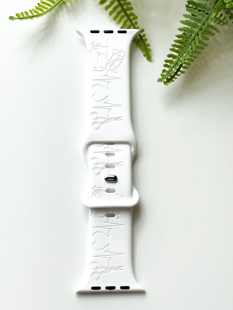 MGQS Large Watch Band - Sewing Heartbeat - White 