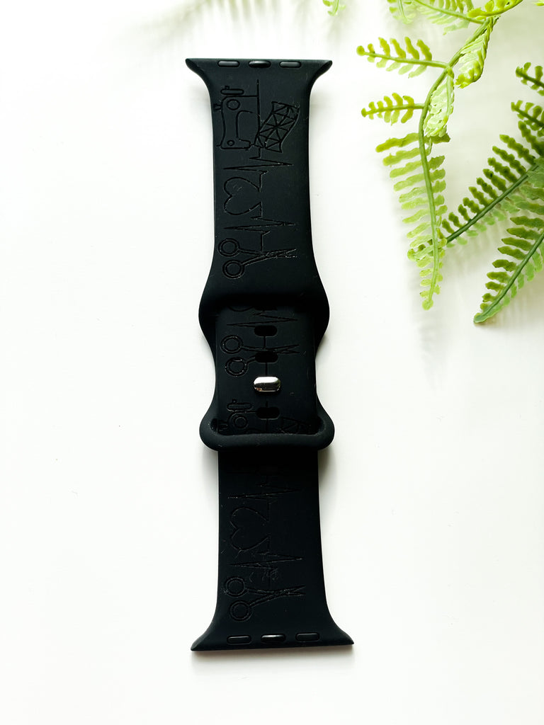 MGQS Large Watch Band - Sewing Heartbeat - Black 