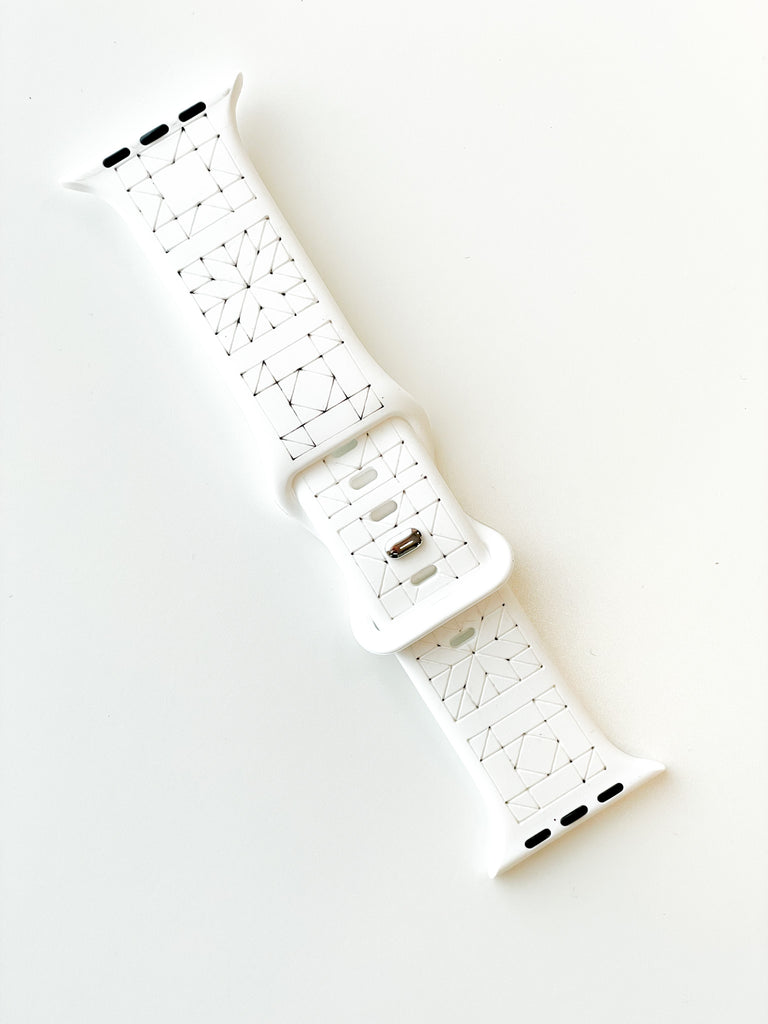 MGQS Large Watch Band - Quilt Block - White 