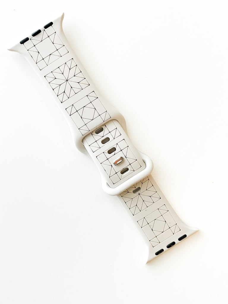 MGQS Large Watch Band - Quilt Block - Bone 