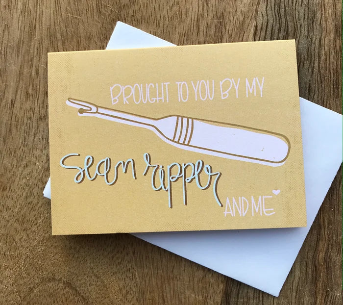 Card that says, "Brought to you by my seam ripper and me"