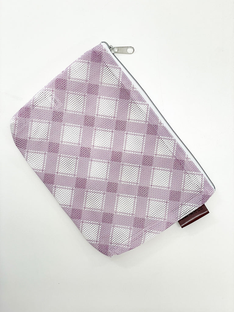 Lilac plaid mini zipper pouch 