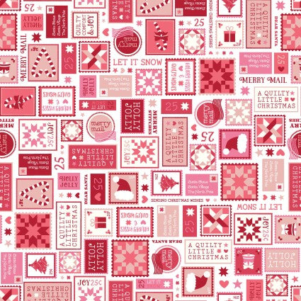 A Quilty Little Christmas Letters Red Fabric 