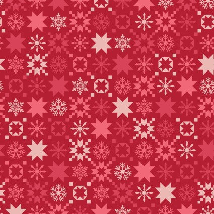 A Quilty Little Christmas Snowflake Red Fabric 