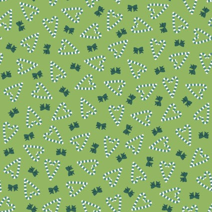 A Quilty Little Christmas Candy Cane Hearts Green Fabric 