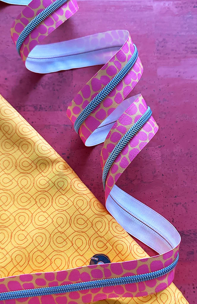 Zipper Tape- Pink Pebble with Nickel