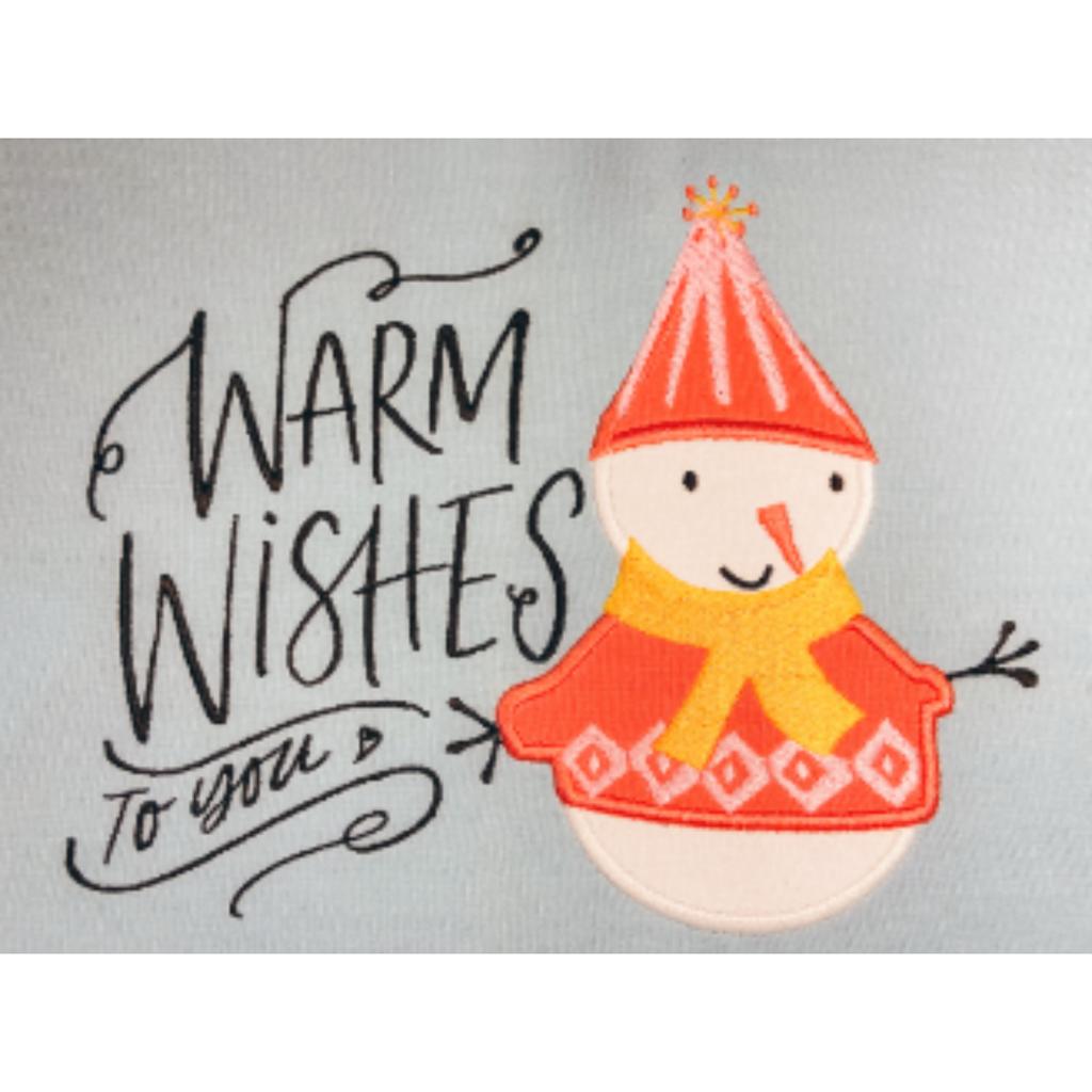 Warmest Wishes Snowman Embroidery Design 