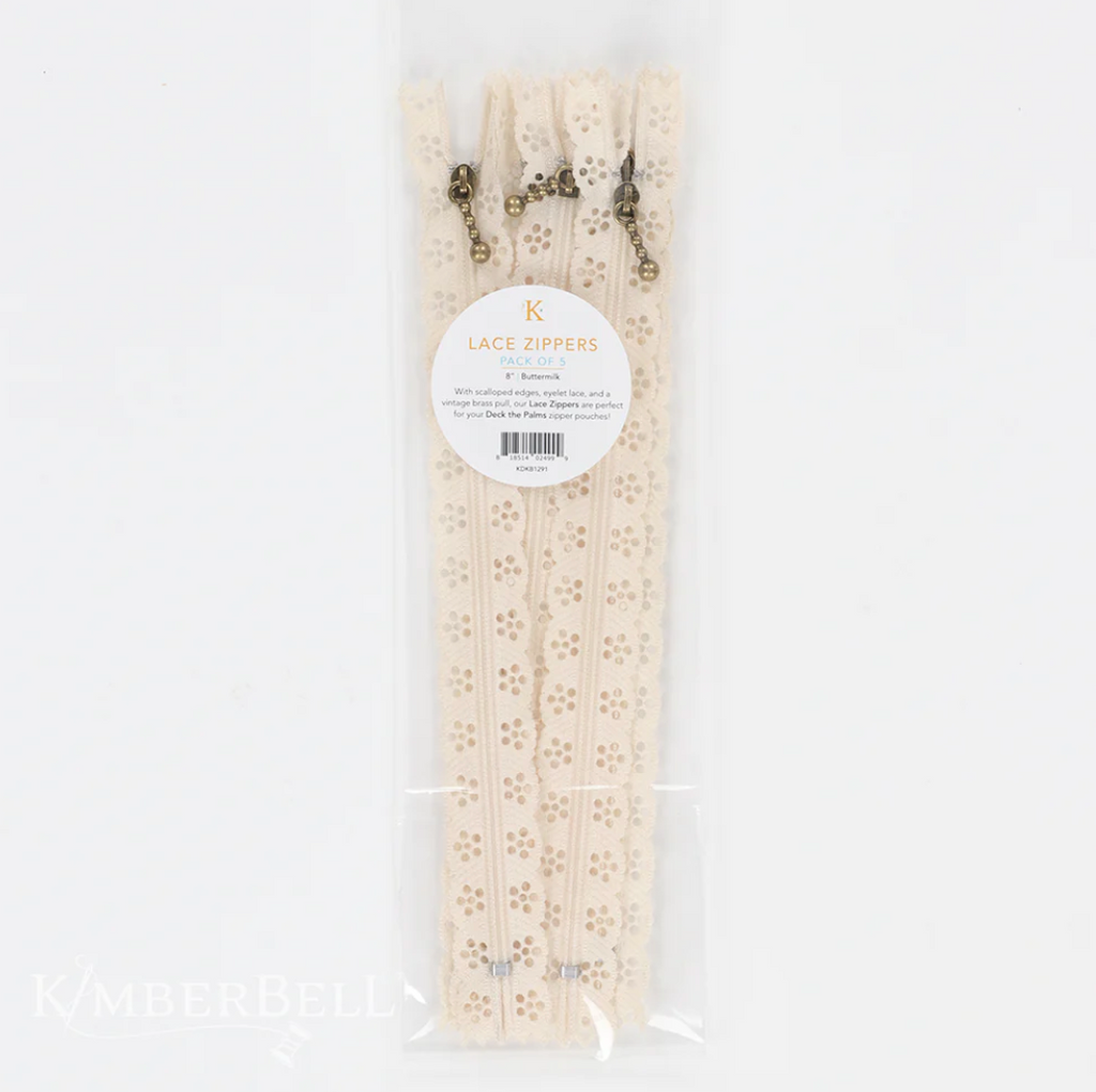 Kimberbell Lace Zippers, Buttermilk, 14", Pack of 5