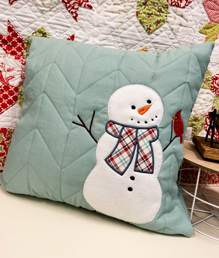 snowman pillow applique