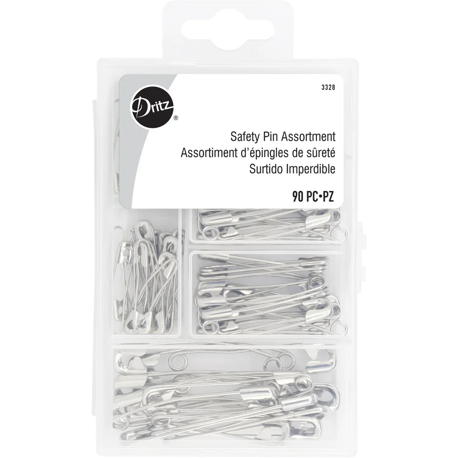 Dritz Assorted Curved Safety Pins & Storage Box, 90 pc