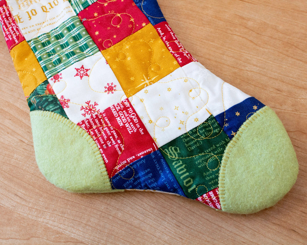 Patchwork Christmas Stockings-Christmas Wishes