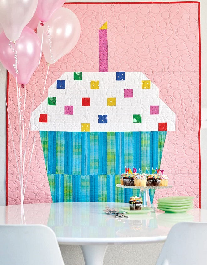 Cupcake with pink background quilt 