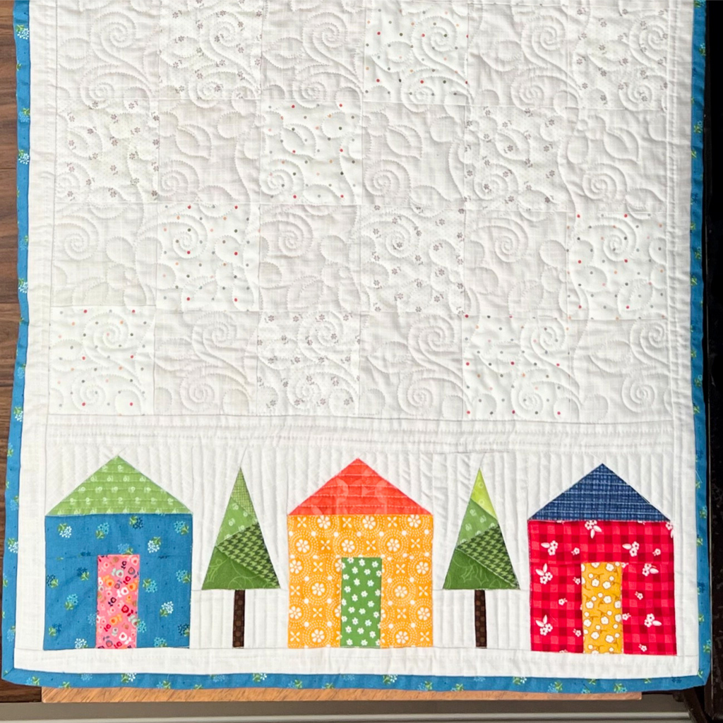 Downloadable pattern design with houses and trees