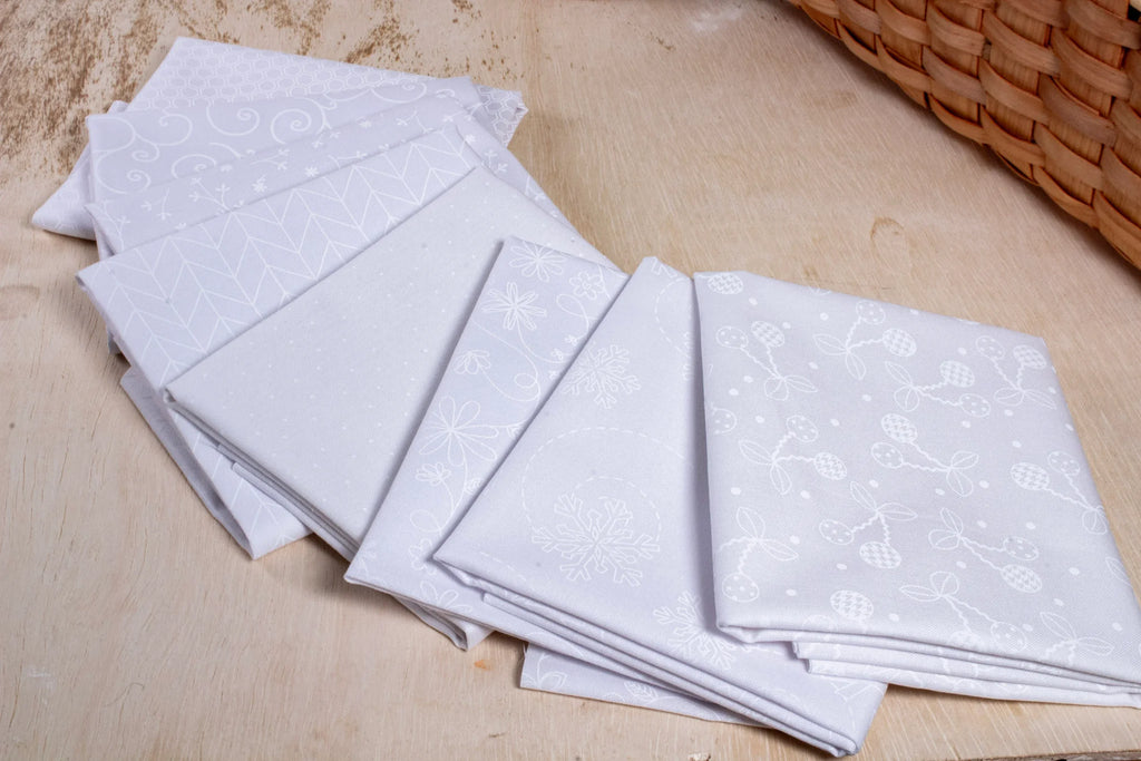 White on White Fat Quarter  Bundle (8)