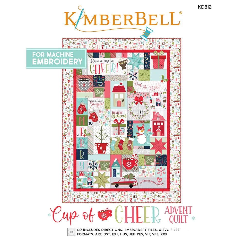 Cup of Cheer Advent Quilt Machine Embroidery Design CD + Book