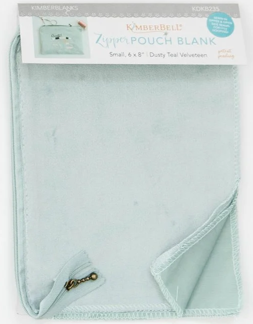 Kimberbell Zipper Pouch Blanks - Dusty Teal Velveteen Small 