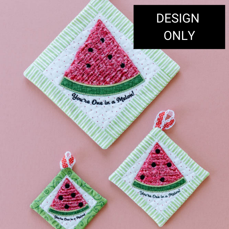 Kimberbell Embroidery Club Design Only: Watermelon Chenille Hot Pad