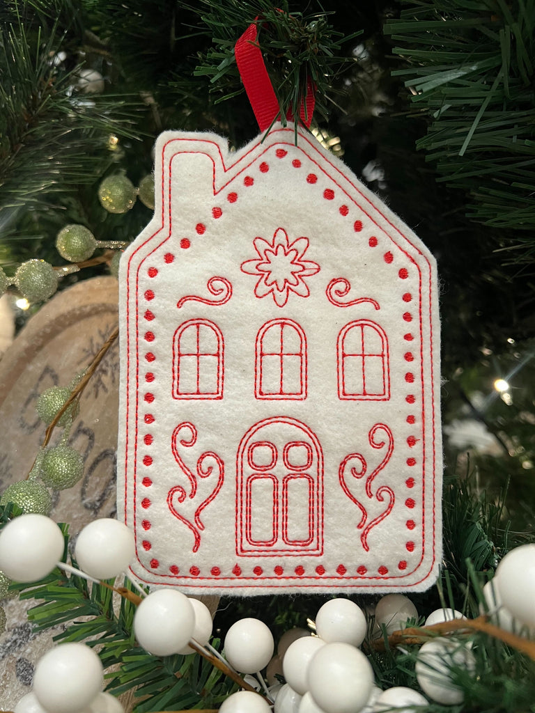 Heart and Home Ornament Machine Embroidery 