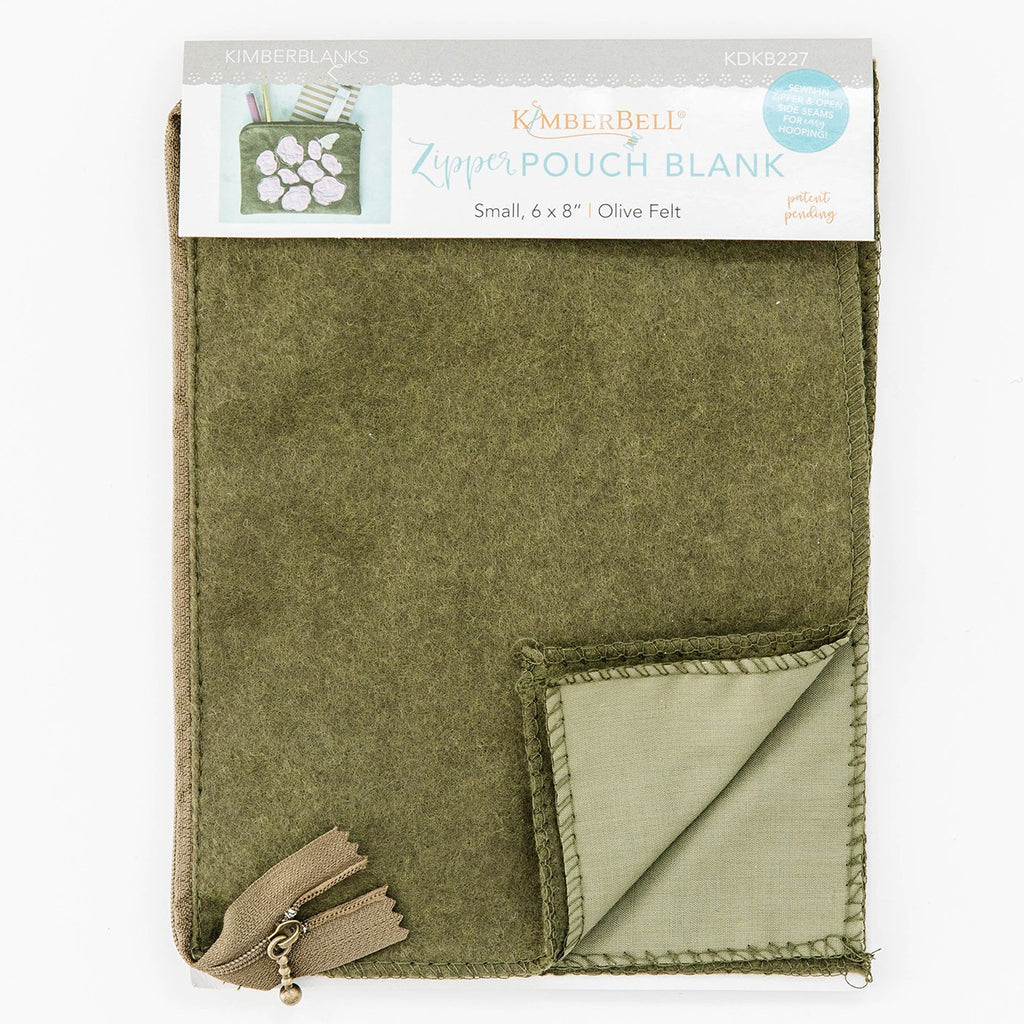 Olive felt zipper pouch