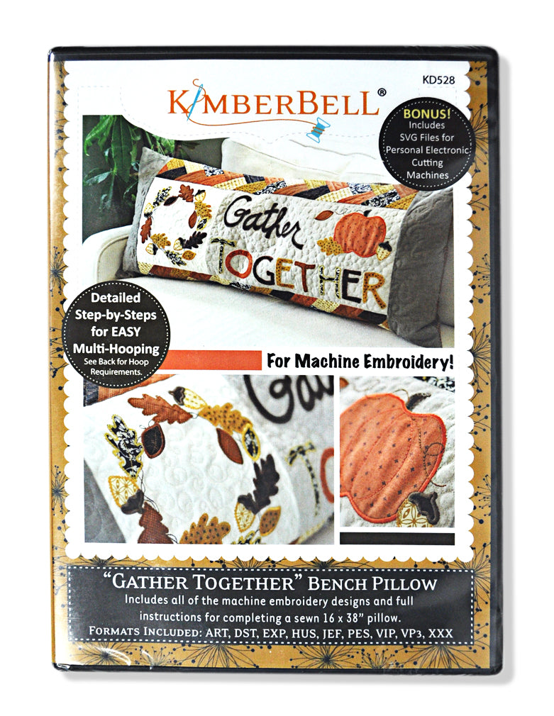 Kimberbell Gather Together Bench Pillow Machine Embroidery CD 