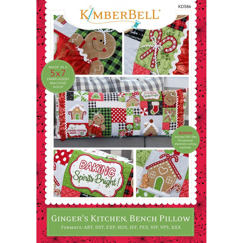 Kimberbell Ginger's Kitchen Bench Pillow Pattern - Embroidery Version 